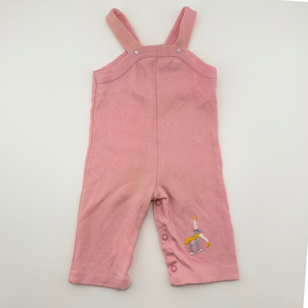 Vintage Buster Brown Pink Knit Romper Gymnast Embroidery 6‑9 Months USA Snaps